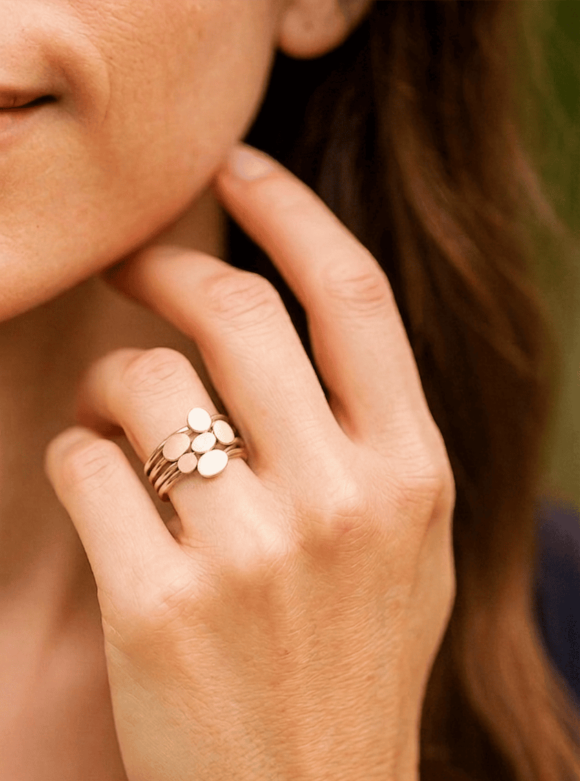 Whispers Of The Shore - Sterling Silver & Gold Stacking Ring Set - Image 5