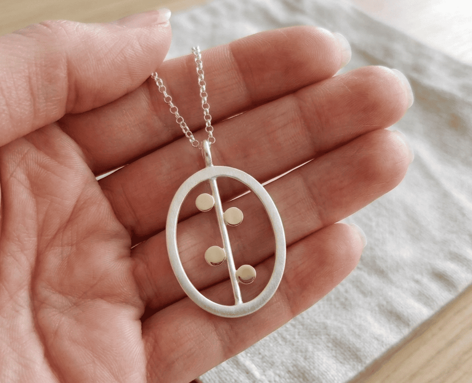 Handmade Dainty Sterling Silver Yellow Gold Two-Tone Necklace - Image 3