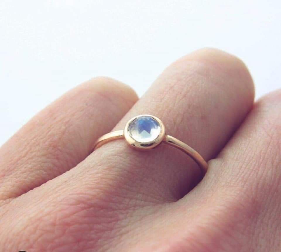 Yellow Gold Rainbow Moonstone Ring (You Are The Sky)