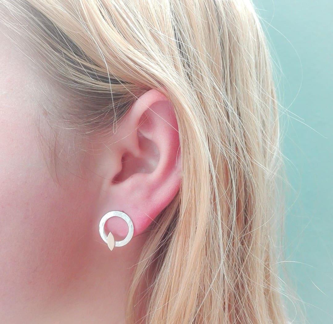 Sterling Silver, Rose Gold Necklace and Stud Earring Set - Image 6