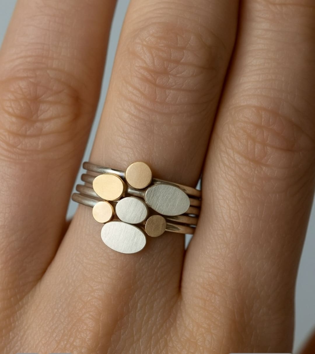 Whispers Of The Shore - Sterling Silver & Gold Stacking Ring Set - Image 3
