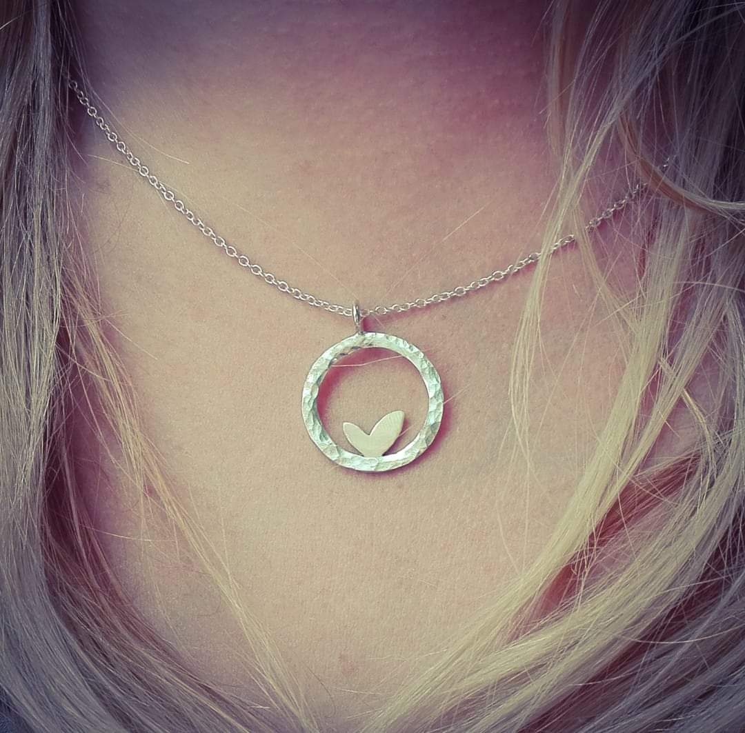 Sterling Silver, Rose Gold Necklace and Stud Earring Set - Image 5