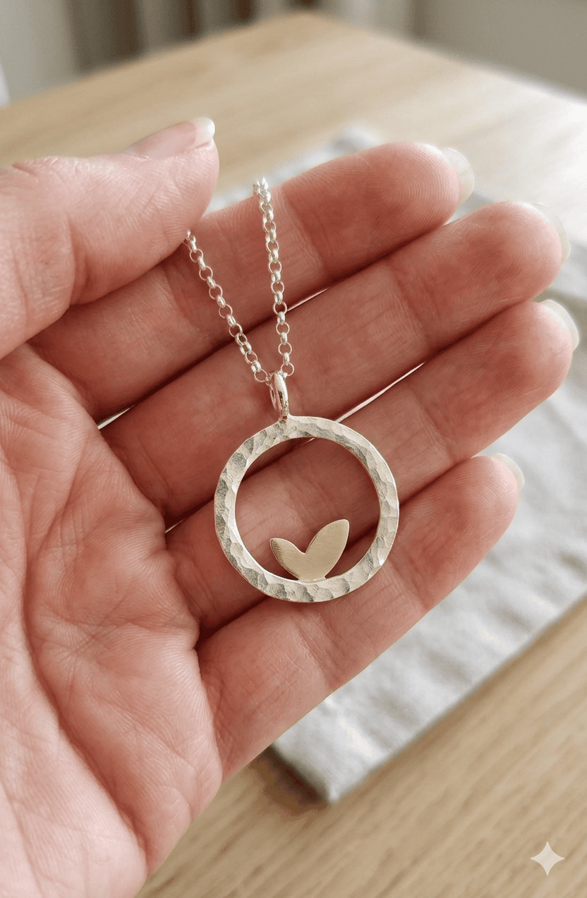 Handcrafted Sterling Silver Yellow Gold "New Beginnings" Necklace - Image 3