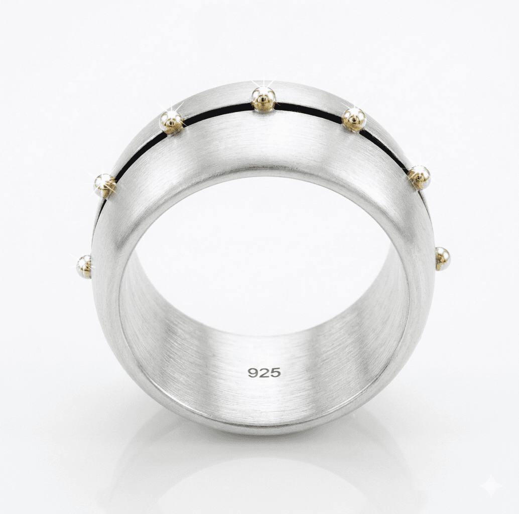 Circus Ring Sterling Silver and Yellow Gold Statement Ring - Image 2
