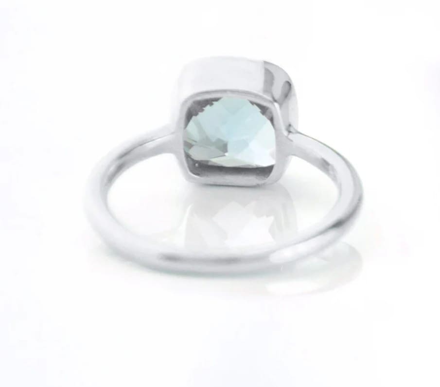 Electric Blue Sterling Silver, Faceted Swiss Blue Topaz Ring - Image 3