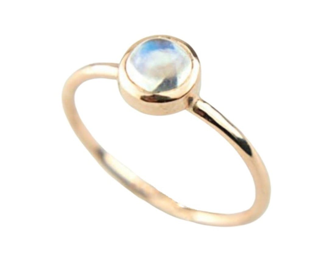Yellow Gold Rainbow Moonstone Ring (You Are The Sky) - Image 2
