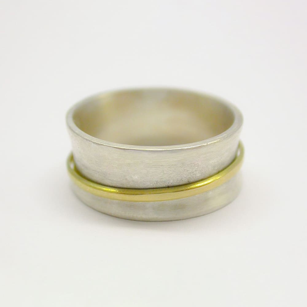 Sterling Silver, Yellow Gold Meditation Spinner Ring - Image 3