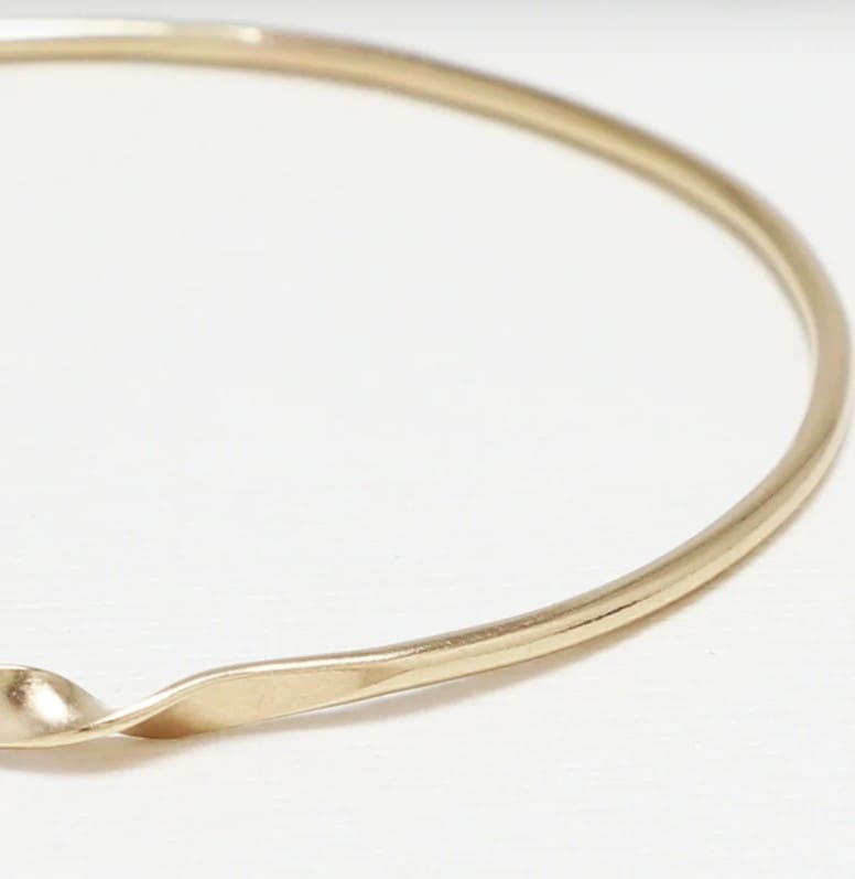 Handmade, Solid, Yellow Gold Mobius Bangle - Image 3