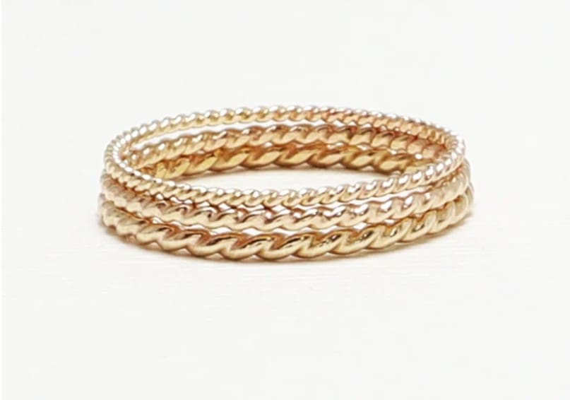 Twisted Rose Gold Stacking Ring Trio - Image 6