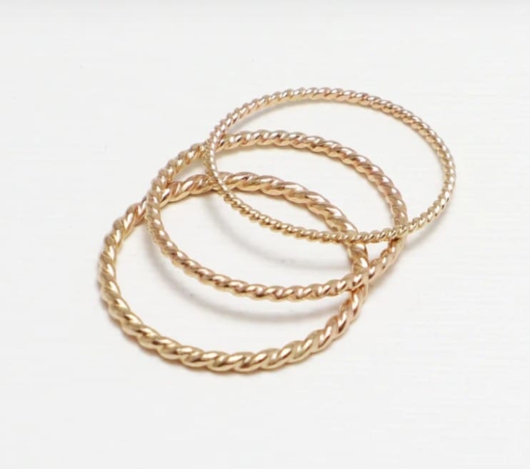 Twisted Rose Gold Stacking Ring Trio - Image 4