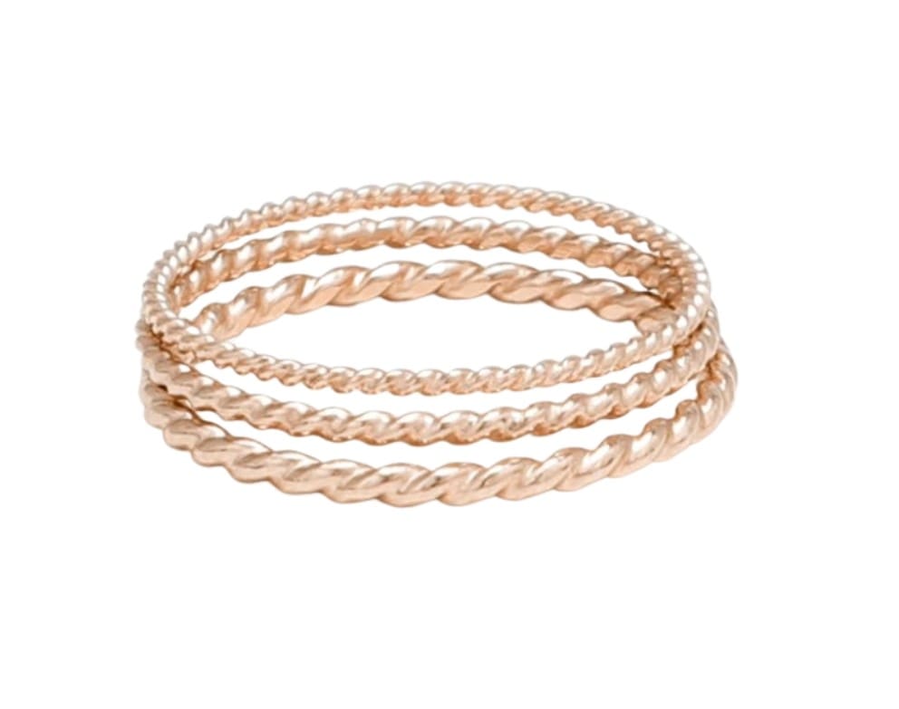 Twisted Rose Gold Stacking Ring Trio - Image 2