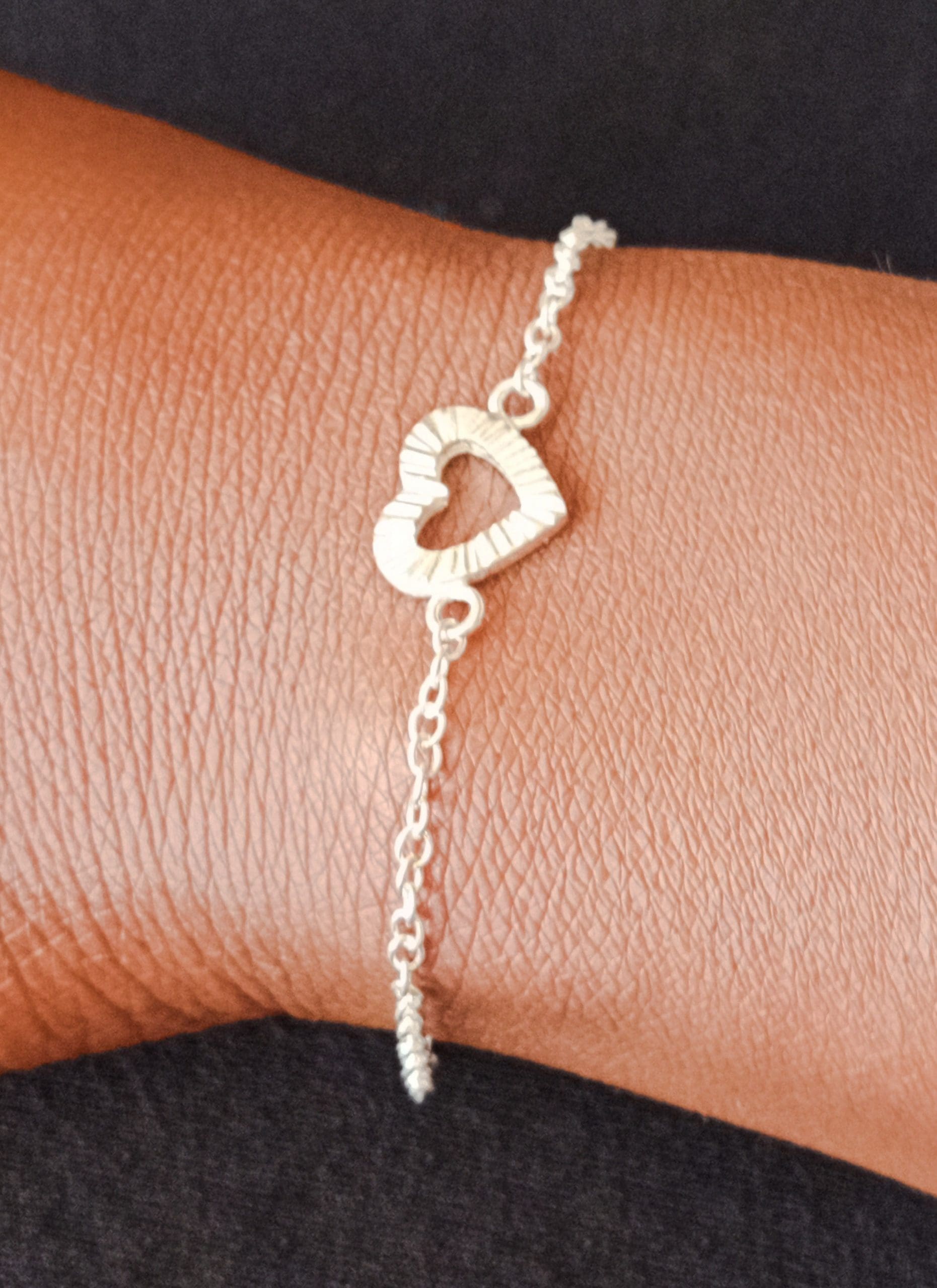 Sterling Silver Infinite Heart Textured Pendant Necklace - Image 5