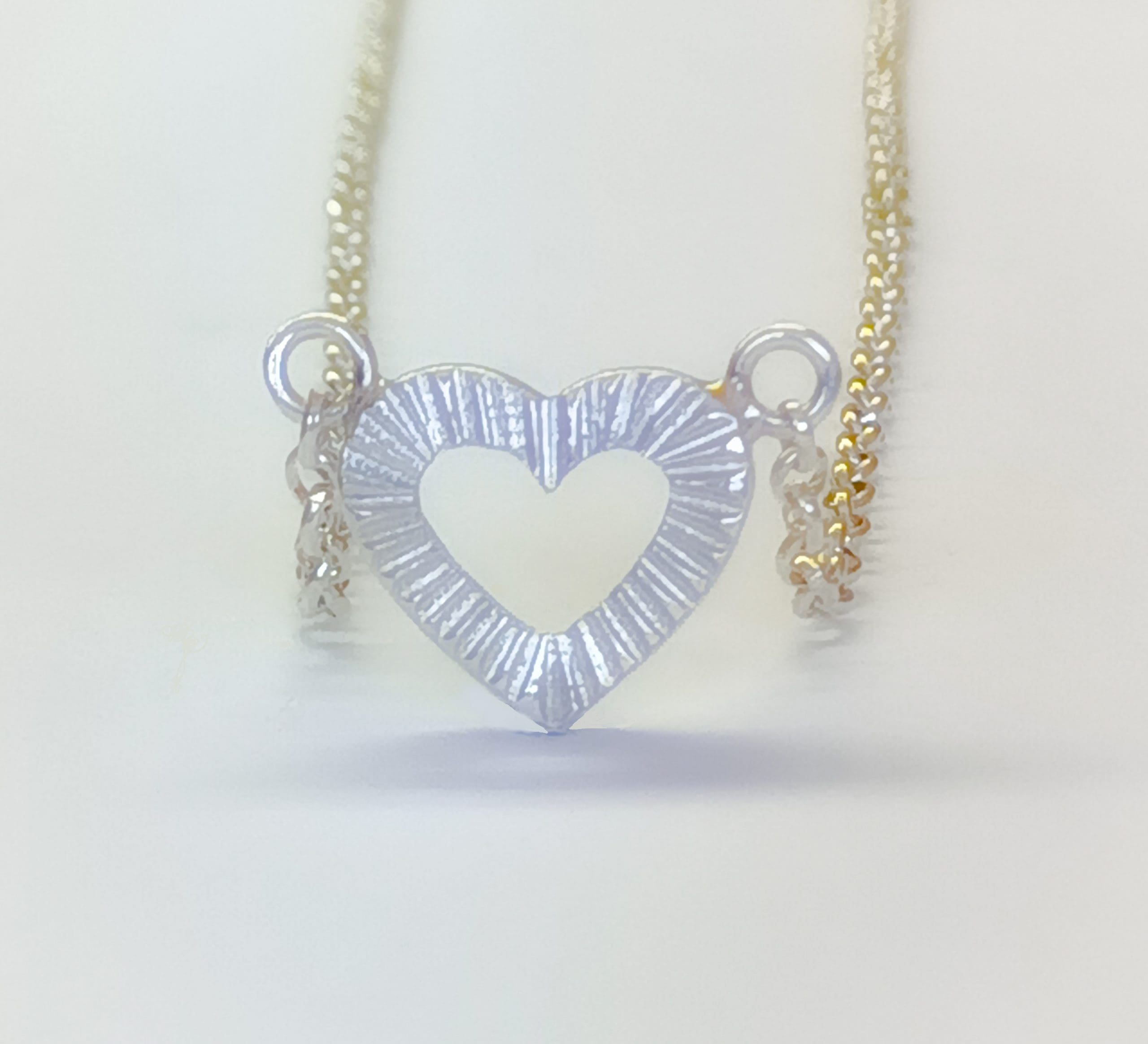 Sterling Silver Infinite Heart Textured Pendant Necklace - Image 2