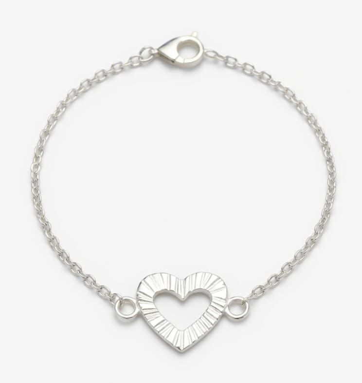 Sterling Silver Textured Infinity Heart Bracelet - Image 2