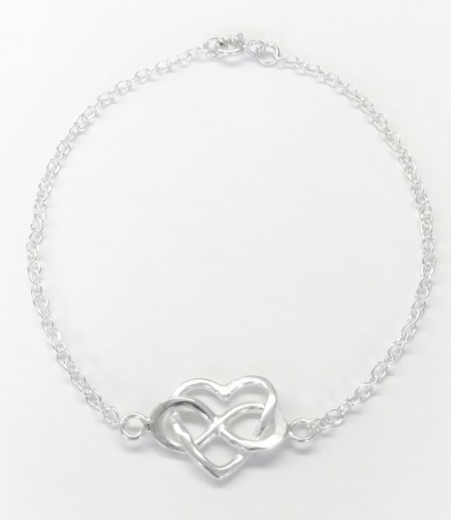 Handmade, Sterling Silver Infinity Heart Bracelet - Image 2