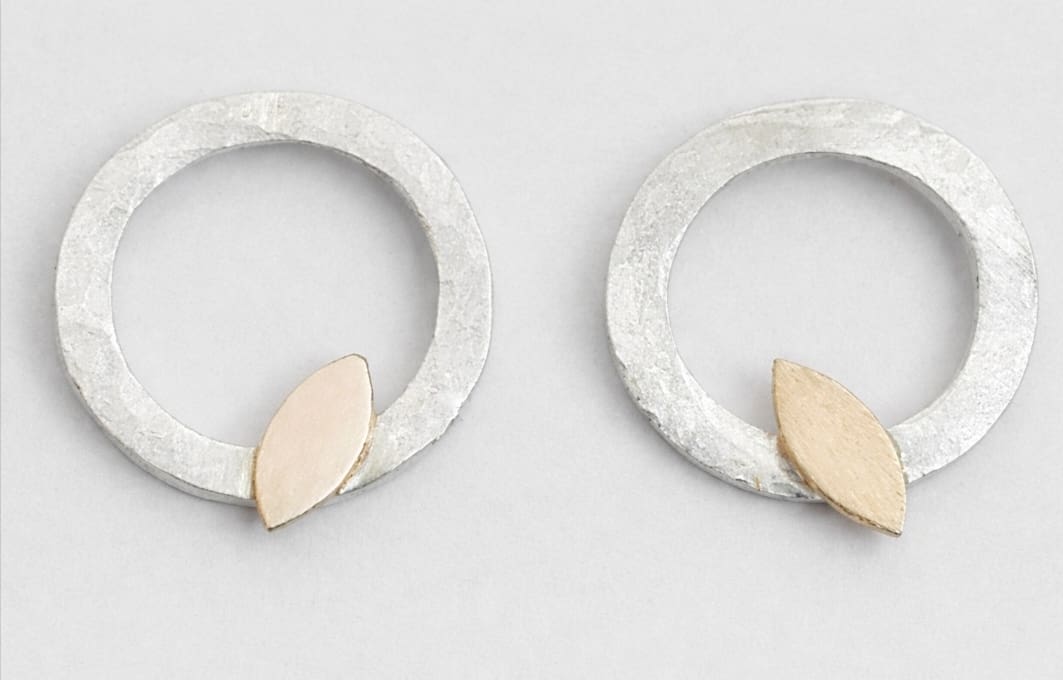 Sterling Silver, Rose Gold Necklace and Stud Earring Set - Image 3