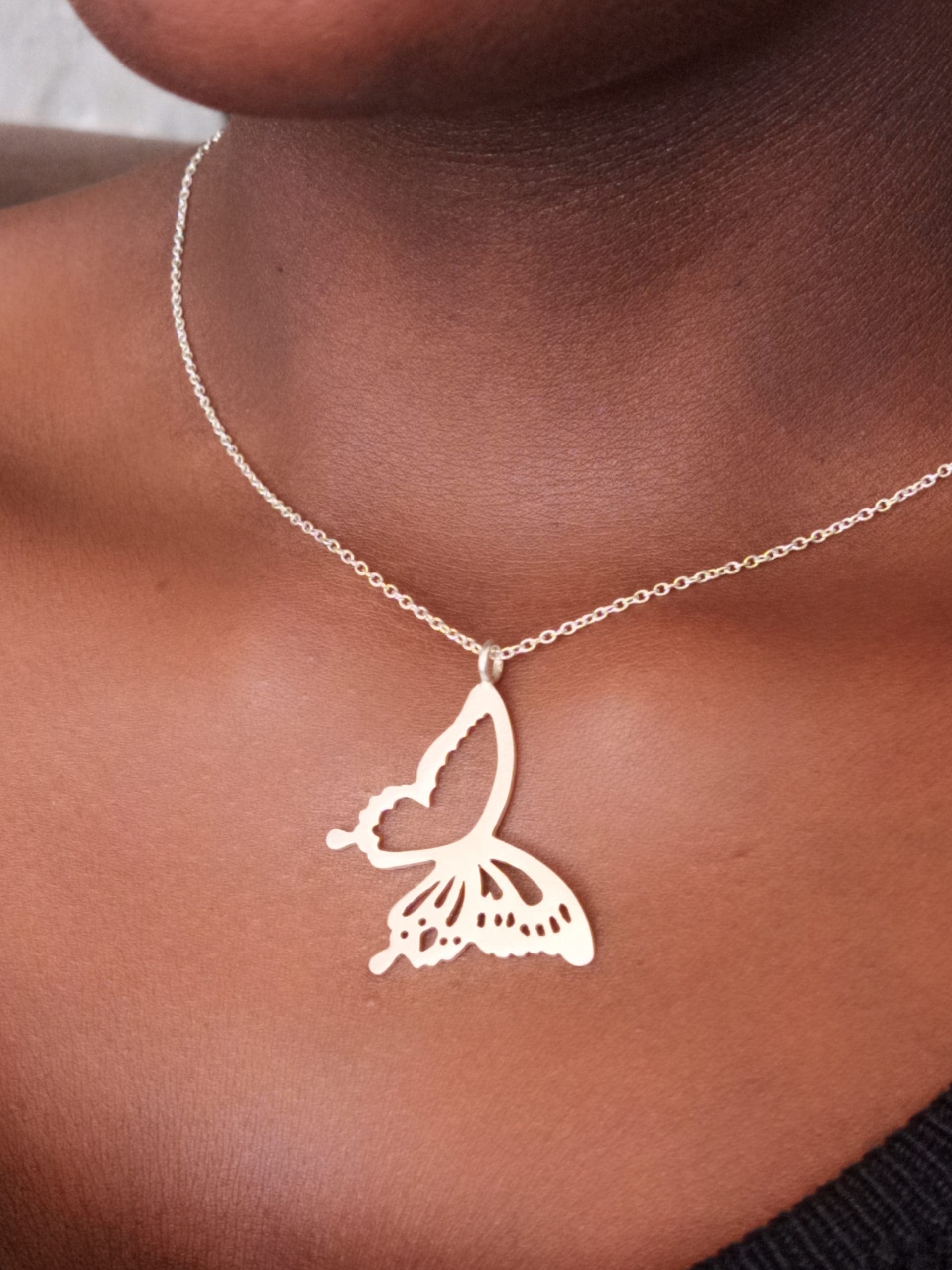 Butterfly Wing Handcrafted Sterling Silver Necklace - Image 2
