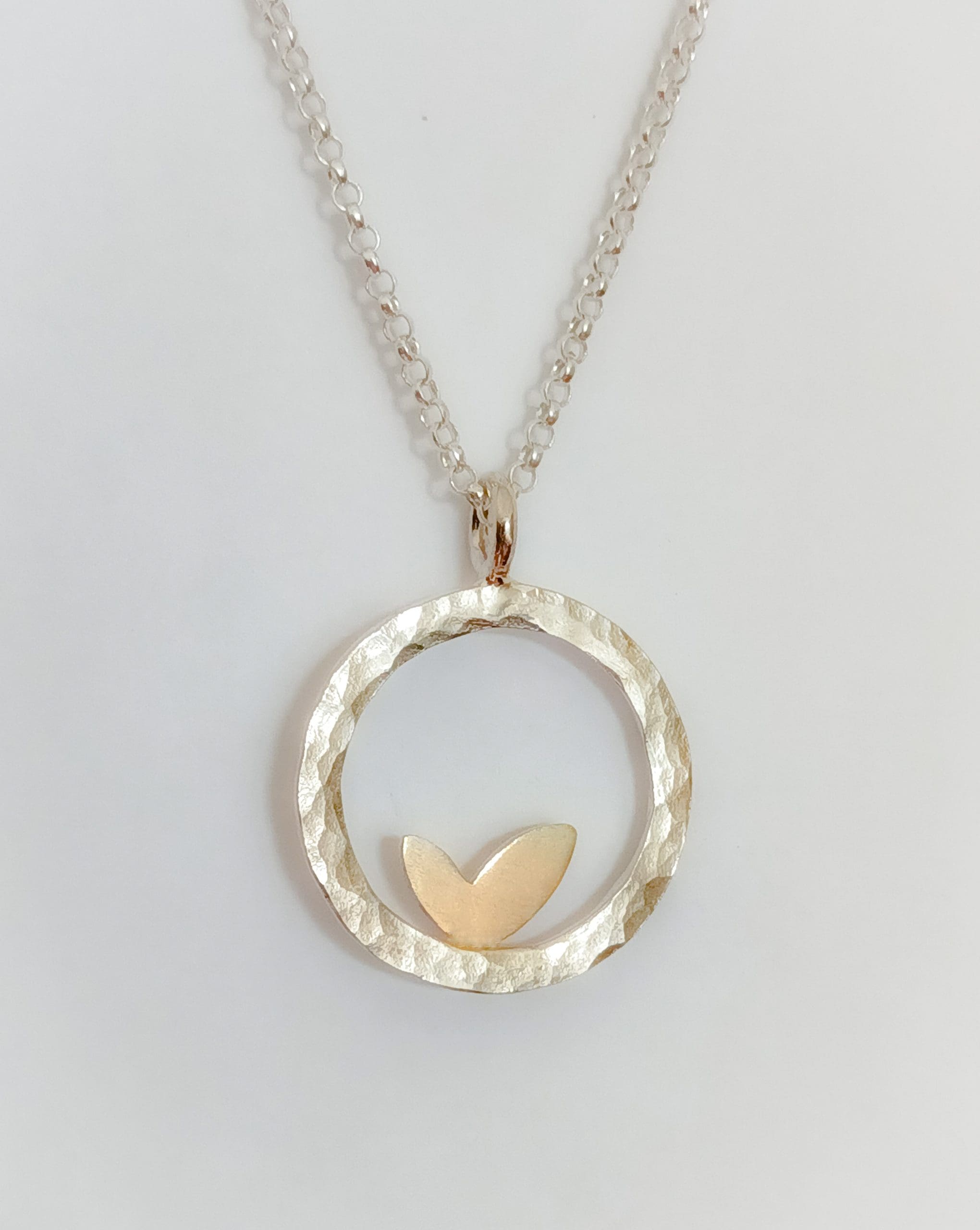Sterling Silver, Rose Gold Necklace and Stud Earring Set - Image 2