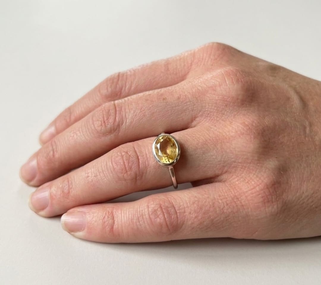 Faceted Oval Citrine Sterling Silver Sunshine Ring - Image 3