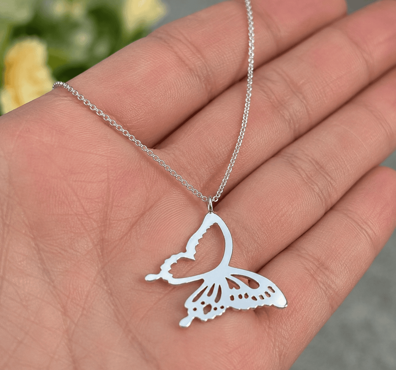 Butterfly Wing Handcrafted Sterling Silver Necklace - Image 3