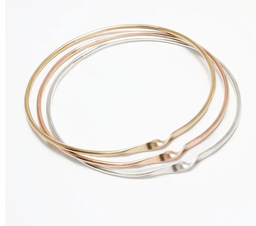 Solid, Yellow, Rose Gold, Sterling Silver Mobius Bangle Set - Image 3