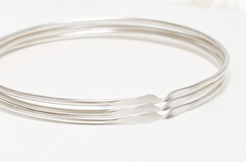 Handmade Solid Sterling Silver Mobius Bangle Set - Image 4