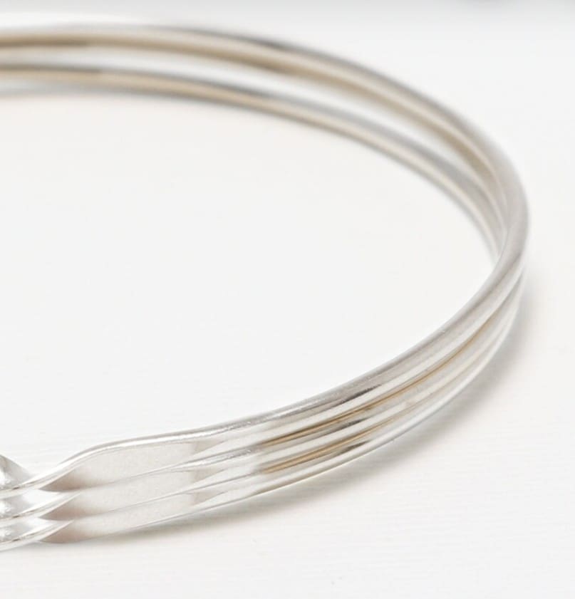 Handmade Solid Sterling Silver Mobius Bangle Set - Image 3