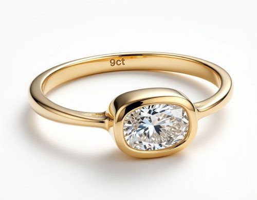 9K yellow Gold and Diamond ring