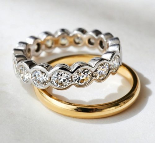 18K white and yellow Gold, Diamond rings